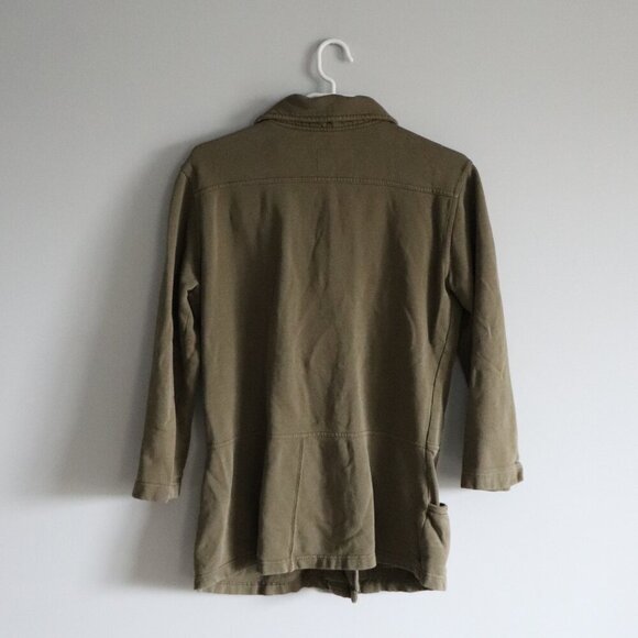 PrAna Women's Sz Lrg Green Army Military Double-Breasted Lightweight Pea Jacket - Picture 2 of 13